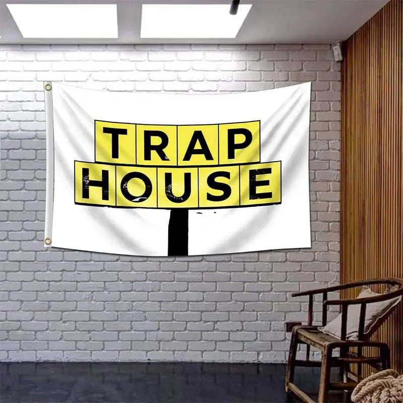 Trap House Flag 3X5Ft Premium Quality Brass Grommets Banner Vibrant Colors for College Dorm Room.