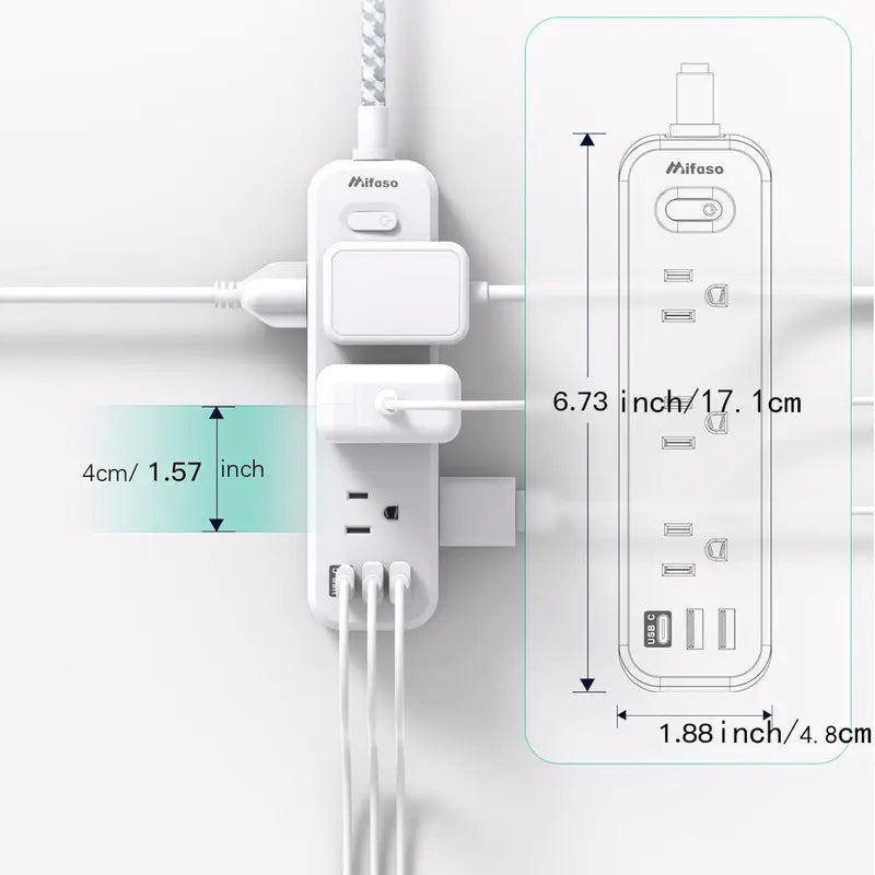 Surge Protector Power Strip, 3 Sided Desktop/Wall Mounted Charging Station 