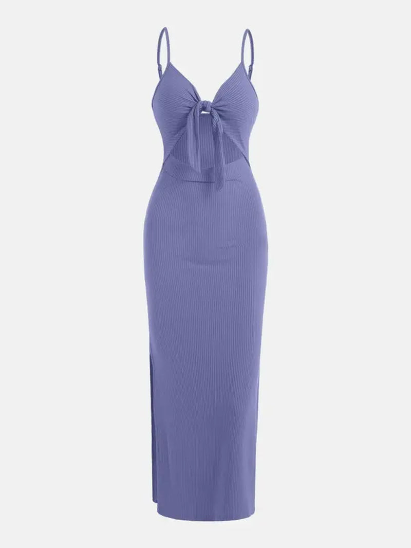 Women's  Plain Cut Out Knot Cami Dress