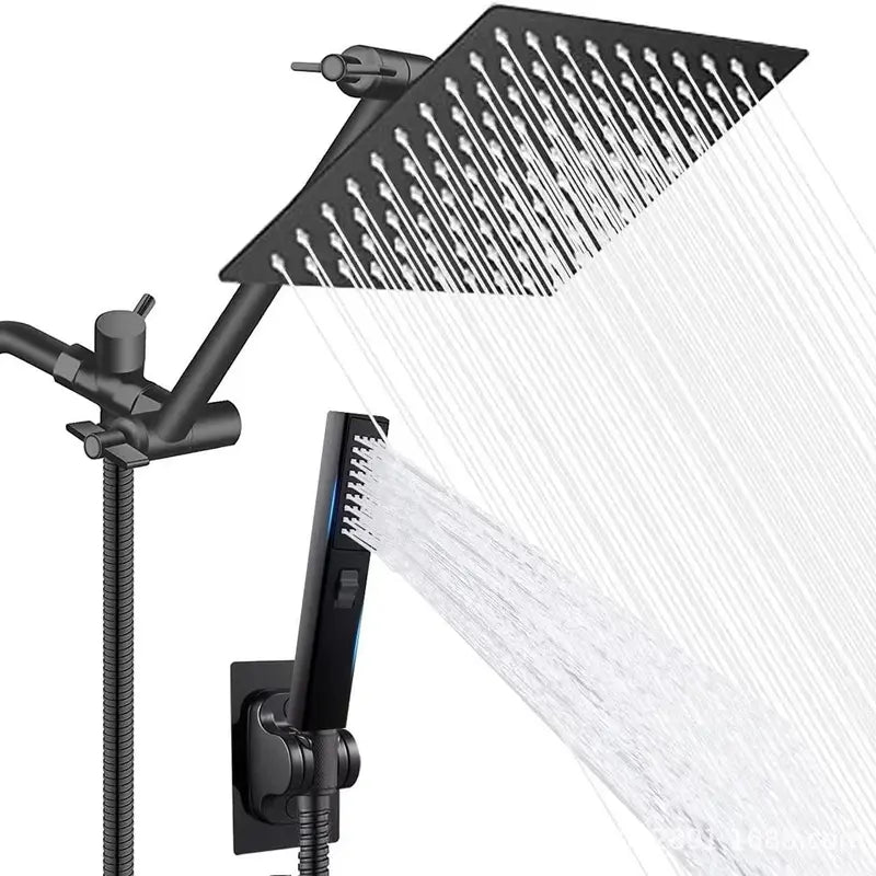 Square Rainfall Shower Head & Extension Arm & Hand Spray Shower Head